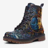 Leather Boots Stained Glass Sun and Moon