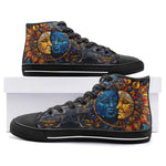 High-Top Canvas Shoes Stained Glass Sun and Moon