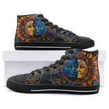 High-Top Canvas Shoes Stained Glass Sun and Moon