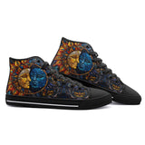 High-Top Canvas Shoes Stained Glass Sun and Moon