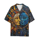 Hawaiian Shirt Stained Glass Sun and Moon