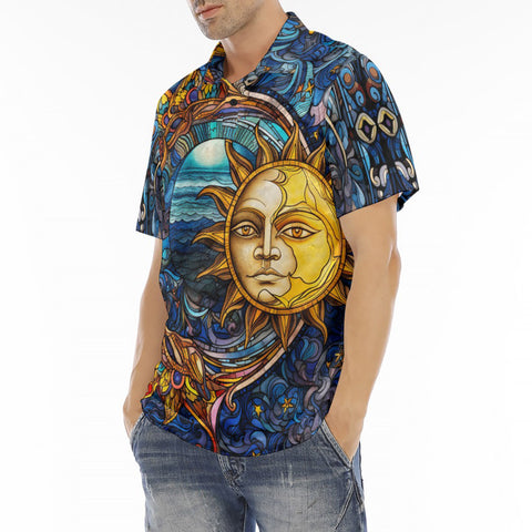 Men's Polo Shirt Ancient Fantasy Sun and Moon