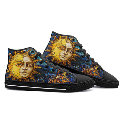 High-Top Canvas Shoes Ancient Fantasy Sun and Moon
