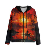 Men's Zip Up Hoodie Fantasy Tropical Sunset