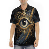 Men's Polo Shirt Golden Eye with Feather Symbolism