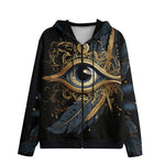 Men's Zip Up Hoodie Golden Eye with Feather Symbolism