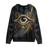 Men's Zip Up Hoodie Golden Eye with Feather Symbolism