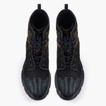 Casual Leather Chunky Boots Golden Eye with Feather Symbolism