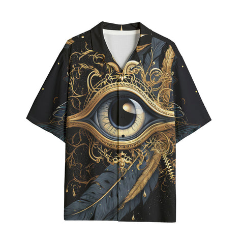 Hawaiian Shirt Golden Eye with Feather Symbolism
