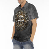 Men's Polo Shirt Dark Silver Sun Fantasy Art