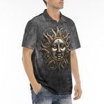 Men's Polo Shirt Dark Silver Sun Fantasy Art
