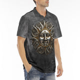 Men's Polo Shirt Dark Silver Sun Fantasy Art