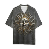 Hawaiian Shirt Dark Silver Sun Fantasy Art
