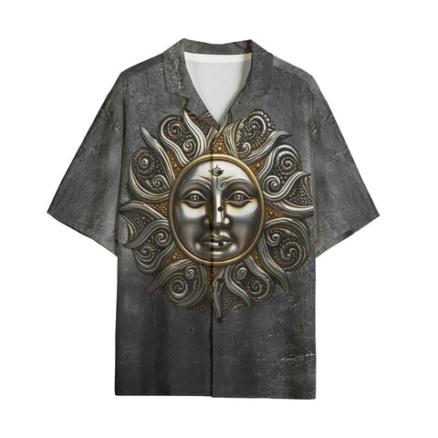 Hawaiian Shirt Dark Silver Sun Fantasy Art