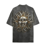 Hawaiian Shirt Dark Silver Sun Fantasy Art