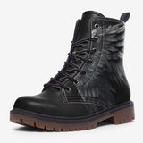 Leather Boots Black Angel Wings