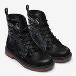 Leather Boots Black Angel Wings