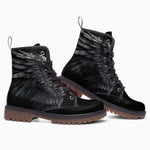 Leather Boots Black Angel Wings
