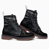 Leather Boots Black Angel Wings