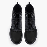 Casual Leather Chunky Boots Black Angel Wings