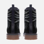 Leather Boots Black Angel Wings