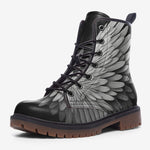 Leather Boots White Angel Wings