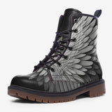 Leather Boots White Angel Wings