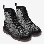 Leather Boots White Angel Wings