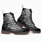 Leather Boots White Angel Wings
