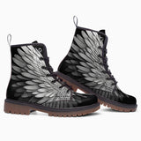 Leather Boots White Angel Wings