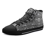 High-Top Canvas Shoes Silver Metal Ornaments