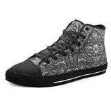 High-Top Canvas Shoes Silver Metal Ornaments