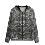 Men's Zip Up Hoodie Silver Metal Ornaments