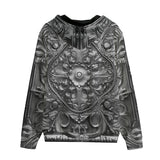 Men's Zip Up Hoodie Silver Metal Ornaments