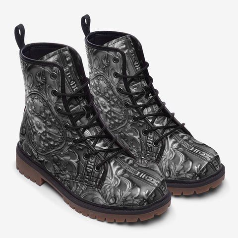 Leather Boots Silver Metal Ornaments