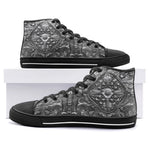 High-Top Canvas Shoes Silver Metal Ornaments