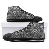 High-Top Canvas Shoes Silver Metal Ornaments