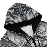 Men's Zip Up Hoodie Silver Metal Ornaments