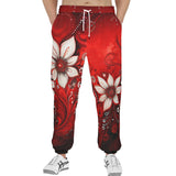 Men's Sweatpants Red Abstract Floral Motifs