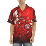 Hawaiian Shirt Red Abstract Floral Motifs