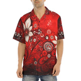 Hawaiian Shirt Red Abstract Floral Motifs