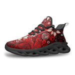 Sports Sneakers Red Abstract Floral Motifs