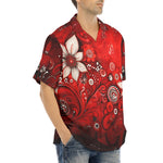 Hawaiian Shirt Red Abstract Floral Motifs