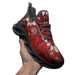 Sports Sneakers Red Abstract Floral Motifs