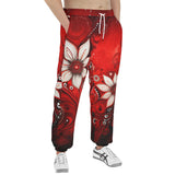 Men's Sweatpants Red Abstract Floral Motifs