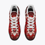 Air Cushion Sneakers Red Abstract Floral Motifs
