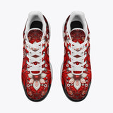 Air Cushion Sneakers Red Abstract Floral Motifs
