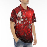 Men's Polo Shirt Red Abstract Floral Motifs
