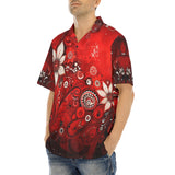 Hawaiian Shirt Red Abstract Floral Motifs