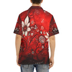 Hawaiian Shirt Red Abstract Floral Motifs